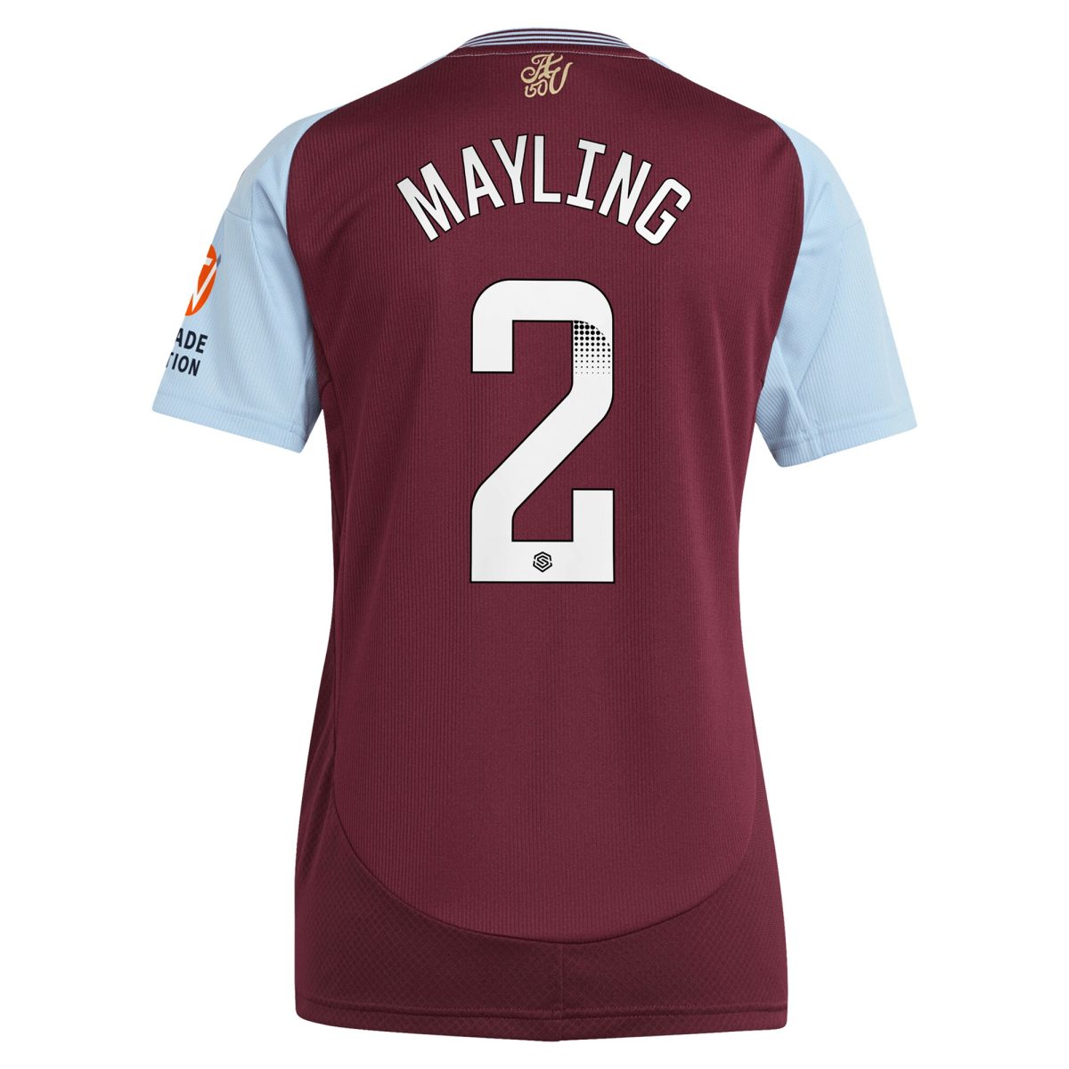 aston villa wsl adidas home shirt 2024-25 – womens with mayling 2 printing Collection | Official Aston Villa FC Gear Online