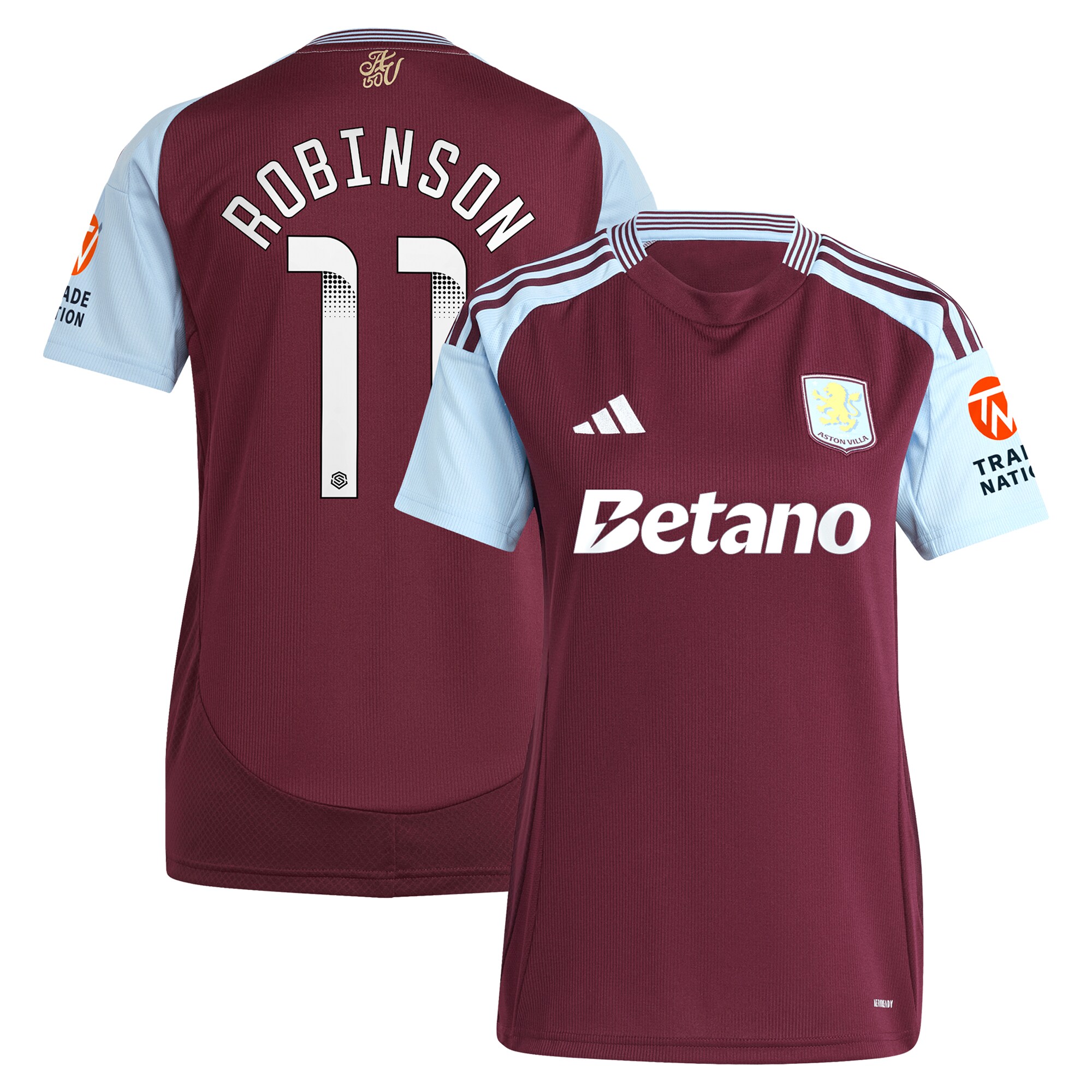 aston villa wsl adidas home shirt 2024-25 – womens with robinson 11 printing Collection | Official Aston Villa FC Gear Online