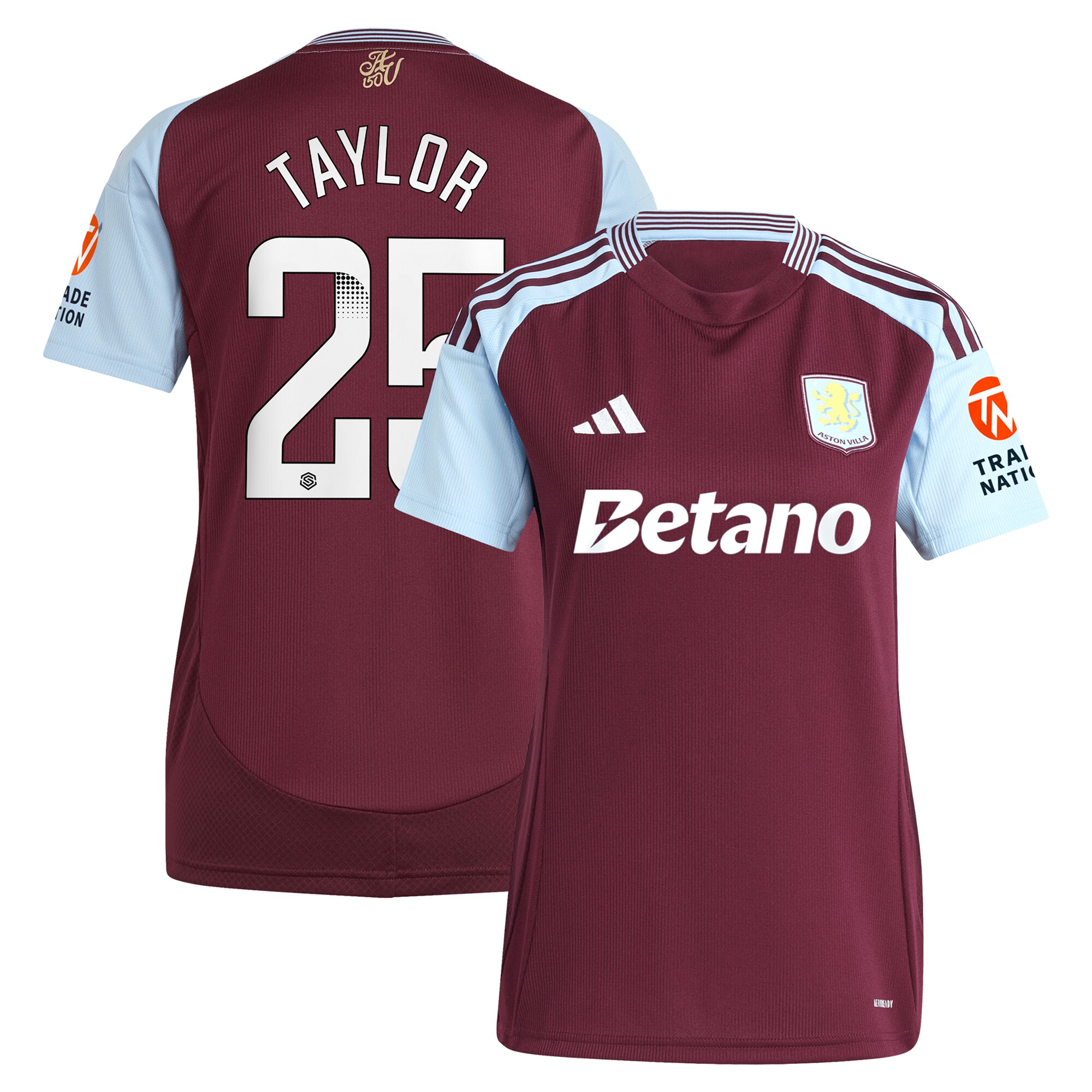 aston villa wsl adidas home shirt 2024-25 – womens with taylor 25 printing Collection | Official Aston Villa FC Gear Online