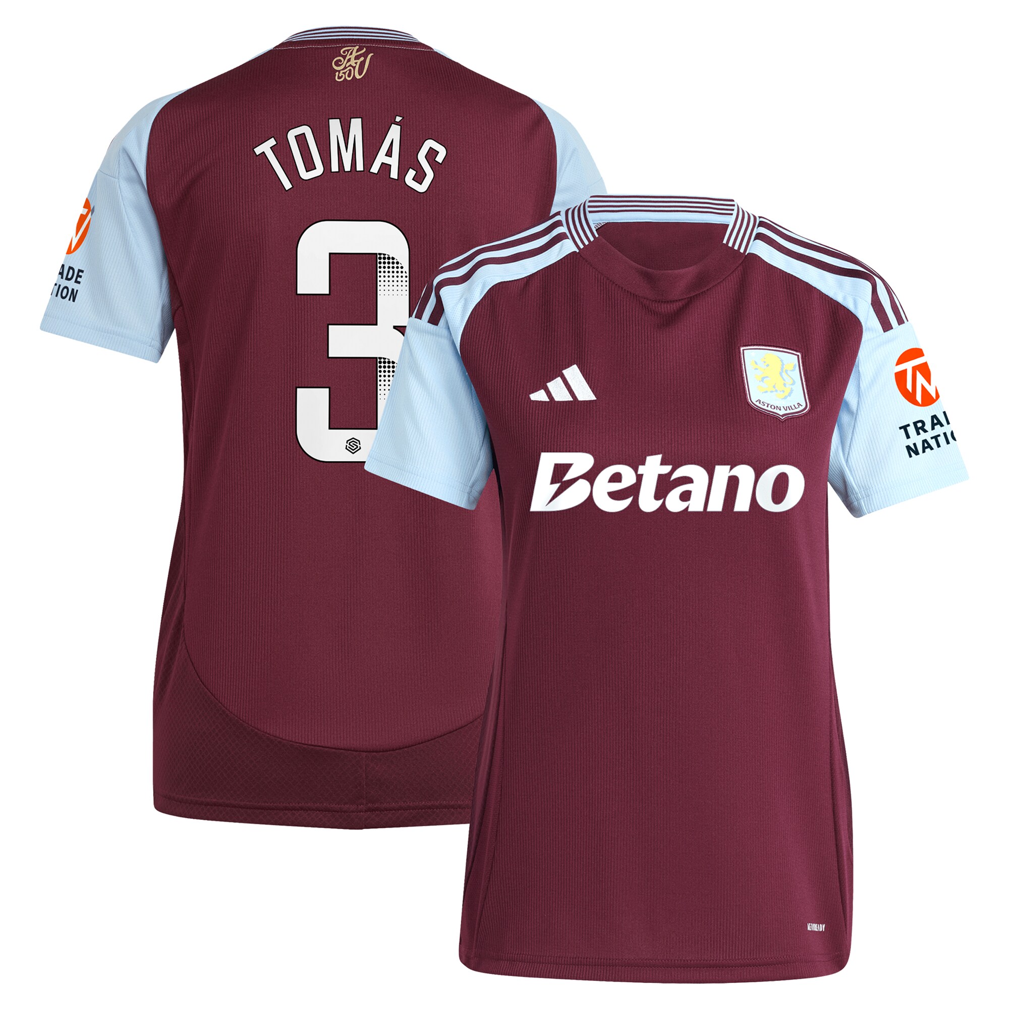 aston villa wsl adidas home shirt 2024-25 – womens with tomás 3 printing Collection | Official Aston Villa FC Gear Online