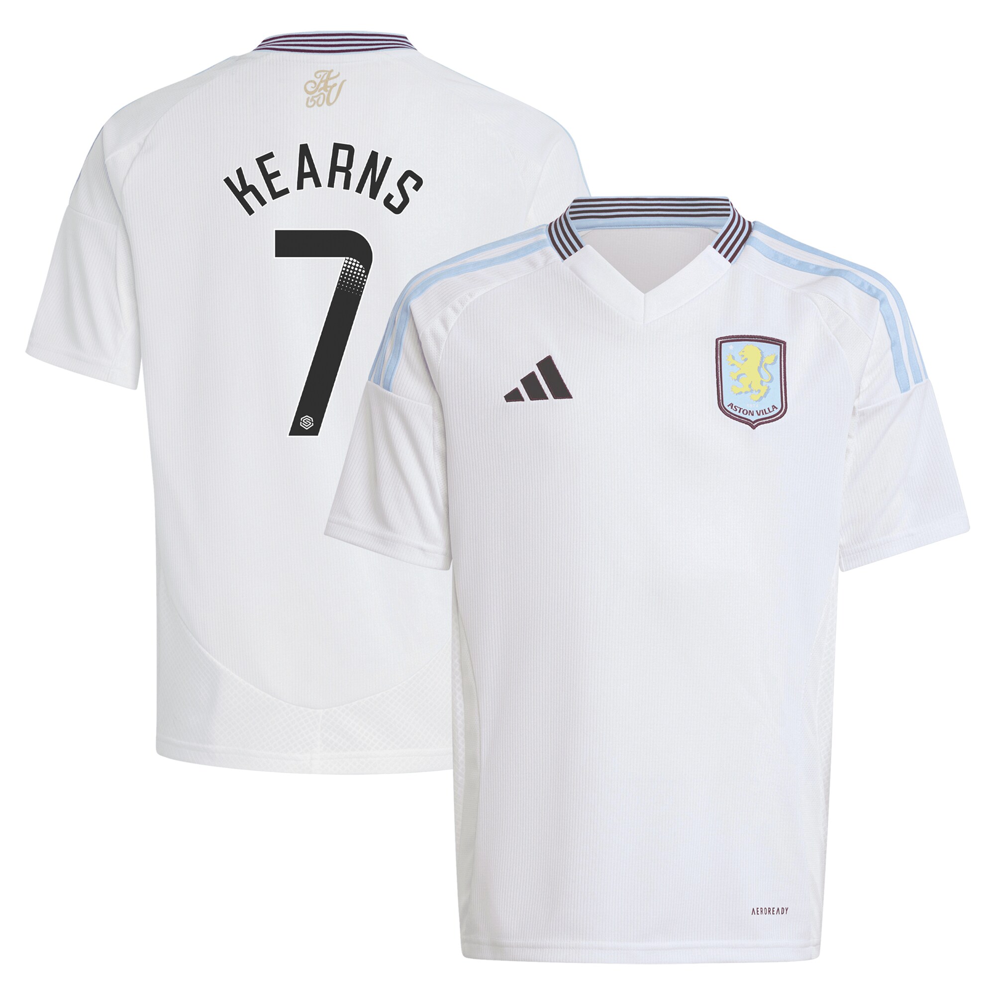 aston villa wsl away shirt 2024-25 – kids with kearns 7 printing Collection | Official Aston Villa FC Gear Online